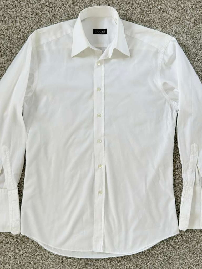 Gucci French Cuffs White Dress Shirt - Size 15 Made In Italy